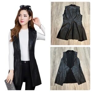 DYNAMITE faux black leather vest jacket with soft suede like lining. EEUC.